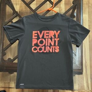 Black Graphic T-Shirt with Red Text